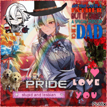 a picture of a woman in a cowboy hat with the words pride love you on the bottom