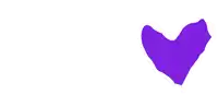 a white background with a purple heart in the corner