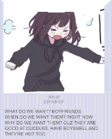 a picture of a girl with a caption that says what do we want