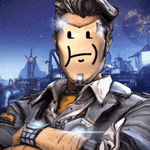 a cartoon character has a smiley face drawn on his face