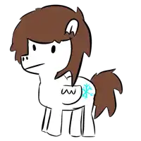 a drawing of a brown haired pony with a snowflake on its back