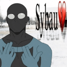 a drawing of a man with sybeau written on the bottom right