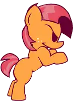 a cartoon drawing of a pony with a pink mane and tail