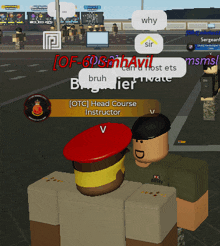 a screenshot of a video game shows a soldier named bruh talking to another soldier