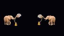 two elephants with bells on their trunks