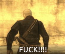 a man with a gun and the word fuck on the bottom