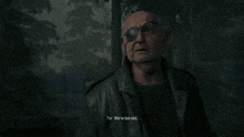 a bald man with a patch on his eye is talking to tor