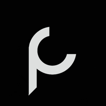 a logo with the letter p and a robot