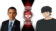 a picture of barack obama and a picture of a boy with the words death battle written on the bottom