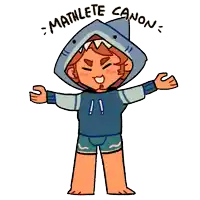 a drawing of a person wearing a shark hoodie that says " mathlete canon " on the bottom