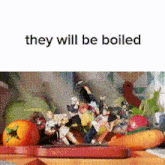 a bunch of vegetables on a cutting board with the words they will be boiled