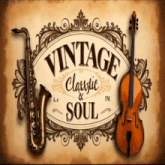a saxophone and violin are on a vintage classic and soul sign