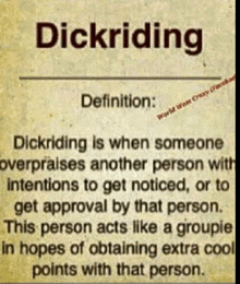 the word dickriding is on a piece of paper