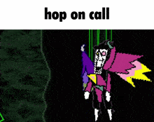 a pixel art of a monster asking what are you