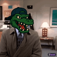 a picture of a man with a crocodile head on his head