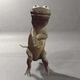 a cartoon lizard with big eyes is dancing