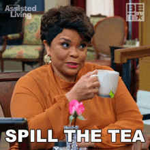 Spill The Tea Cora GIF - Spill The Tea Cora Assisted Living GIFs