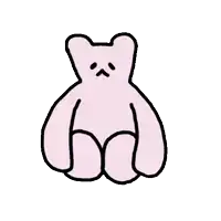 a pink cartoon character is sitting down with a striped background behind him .