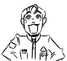 a black and white drawing of a man wearing a jacket and tie