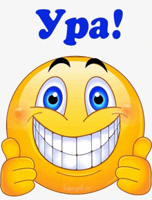 a cartoon smiley face giving a thumbs up with the word " ypa " below it