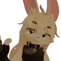 a cartoon rabbit with a tag that says thru