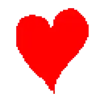 a pixel art red heart on a white background