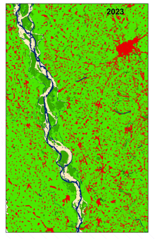 a map showing a river and the year 2023