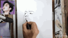 a drawing of a man 's face is made in animotoca
