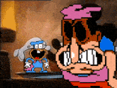a pixel art of a cartoon character with a beard and glasses