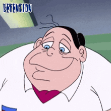 a cartoon character with the word detention in the corner