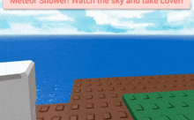 a computer generated image of the ocean with the words " meteor shower watch the sky and take cover " above it