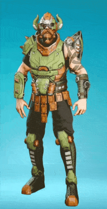 a video game character with horns on his head and a beard