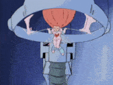 a cartoon of a girl with long red hair holding a rope