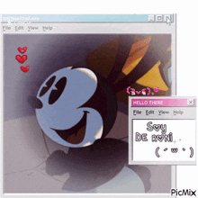 a computer screen with a picture of mickey mouse and the words soy de roni on it