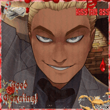 a man in a suit and tie is smiling and says good morning