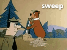 Broom Sweep GIF - Sweep Clean Yogi Bear GIFs
