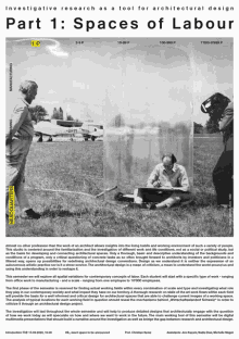 a book titled part 1 spaces of labour shows a man standing in a field