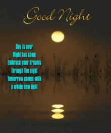 a poster that says good night with a full moon