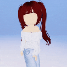a computer generated image of a girl with red hair