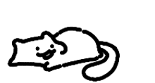a black and white drawing of a cat laying on its back with a smile on its face .