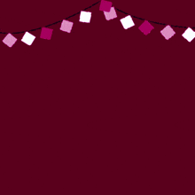 a purple background with arabic writing and a string of pink squares
