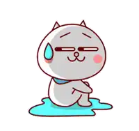 a cartoon cat is sitting in a puddle of water with his eyes closed .