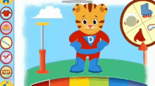 a cartoon of a tiger wearing a superhero costume and boots .