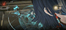 a screenshot of a video game with a woman holding a sword and shield .