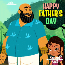 a happy father 's day greeting card with a man and a little girl