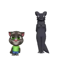 a cartoon cat and a cartoon animal are standing next to each other on a white background