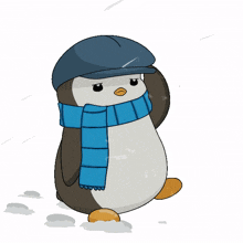 snow winter penguin storm pudgy