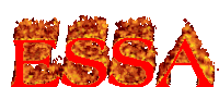 the word essa is written in red with flames coming out of the letters