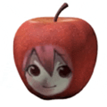 an apple with a face carved into it .