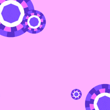 a pink background with purple and white circles and arabic writing on it